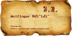 Wolfinger Máté névjegykártya